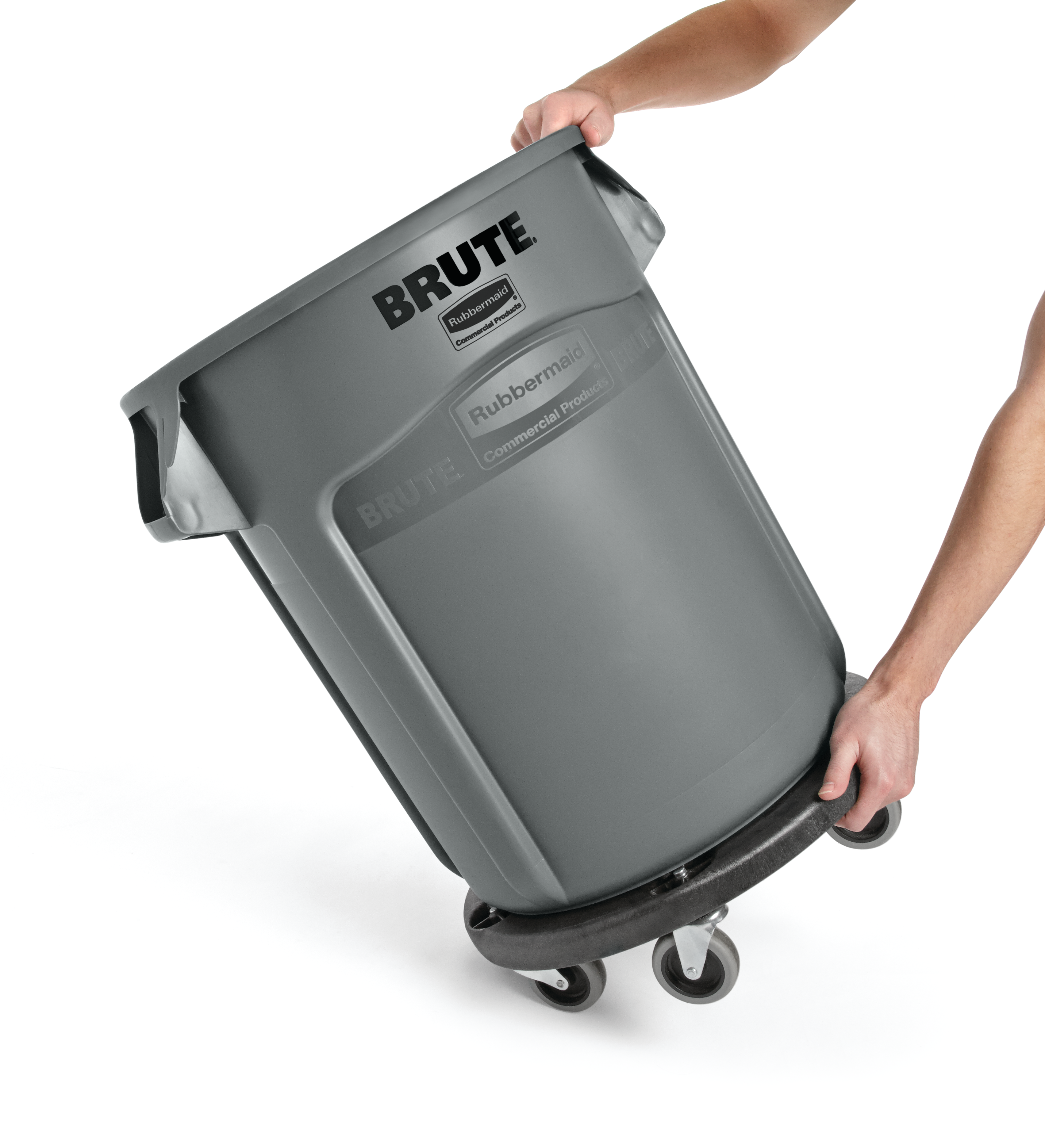BRUTE™小车可平稳高效地轻松快速运输76L、121L、167L、208L BRUTE™储物桶。
