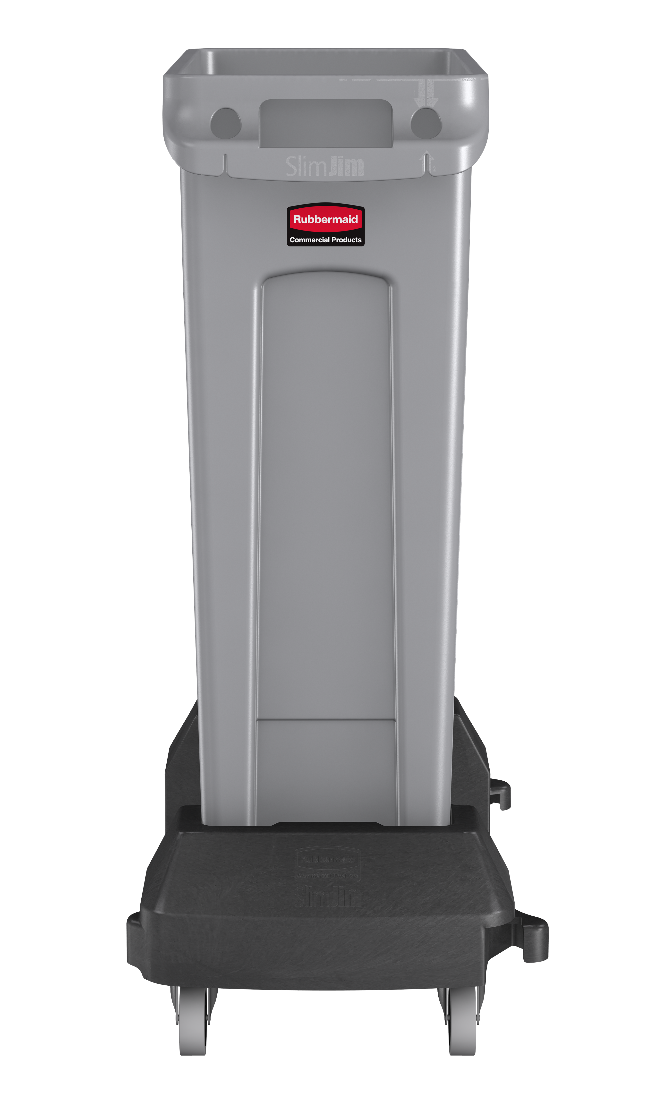 乐柏美商务用品出品的带通风管道的Slim Jim™树脂小车专为Slim Jim™带通风管道垃圾桶而设计，可在各类商业设施中为其提供运输和支持服务。