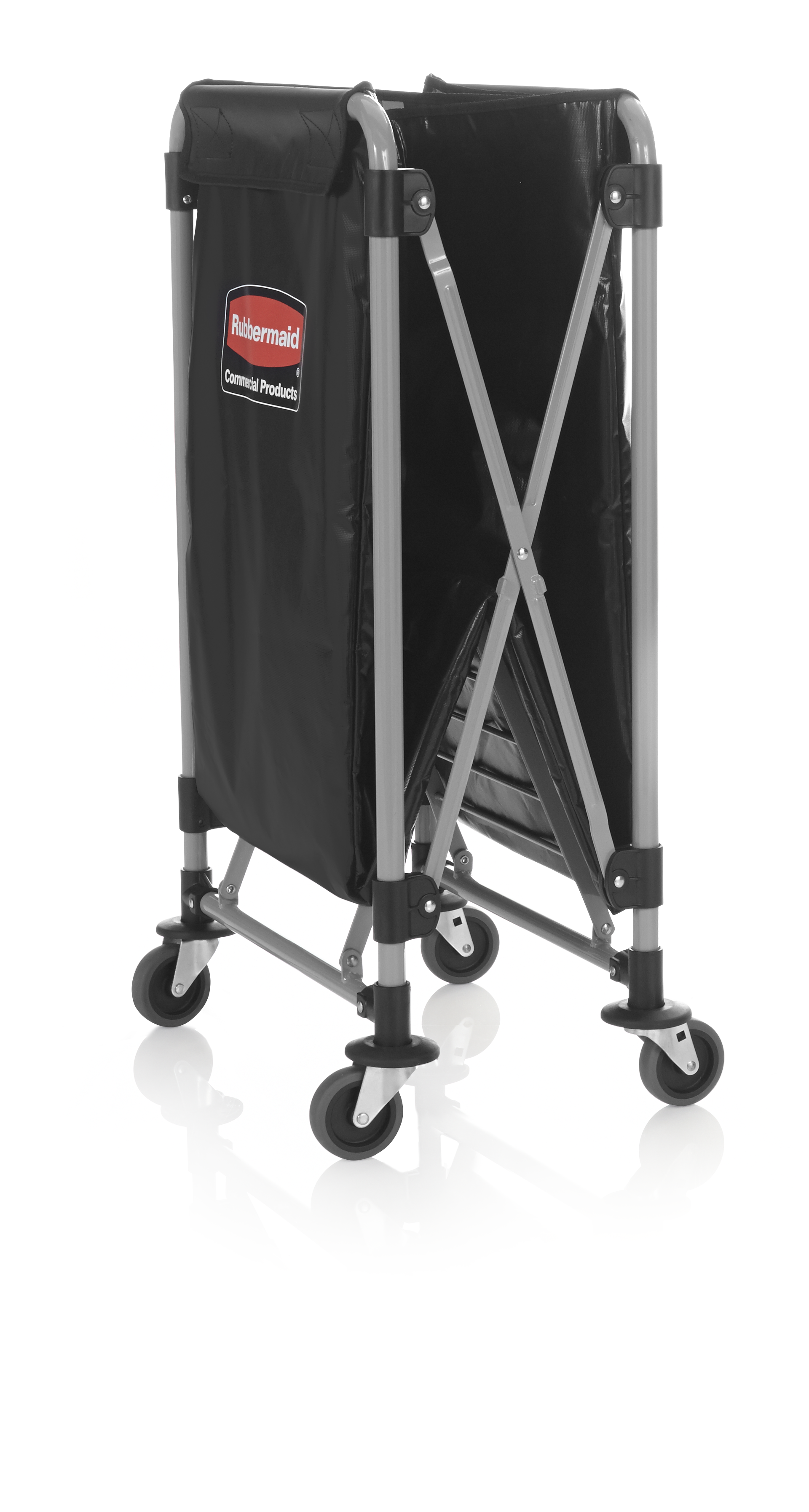 乐柏美商务用品1881750行政系列多分类X型折叠推车篮，配两只8蒲式耳袋子，载重99.79kg，黑色。