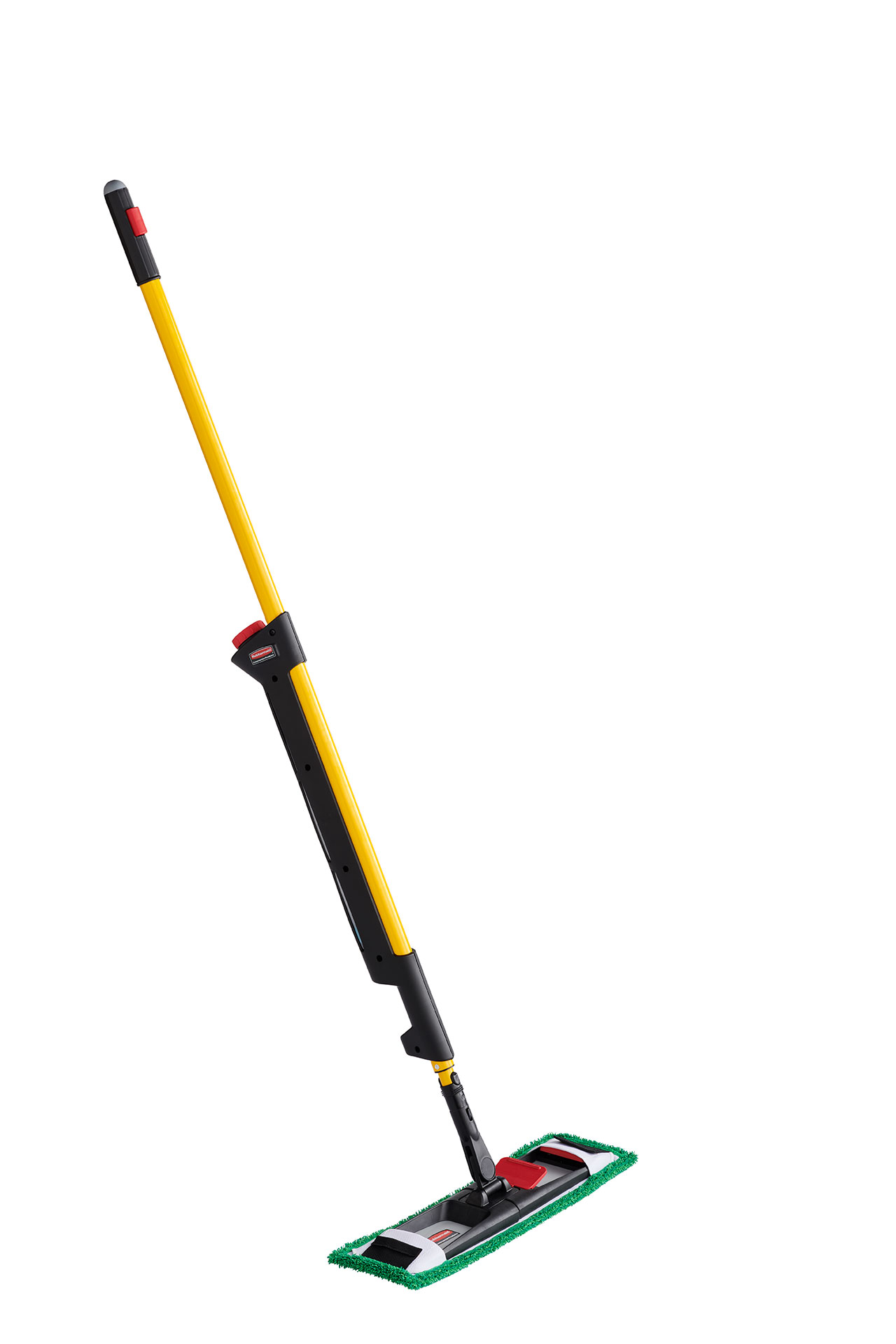 折叠式平板微纤拖布片可有效提升清洁效能，并通过搭扣或插袋两种方式与折叠式平板拖头连接，实现大空间场景下的双模式微纤拖洗操作。