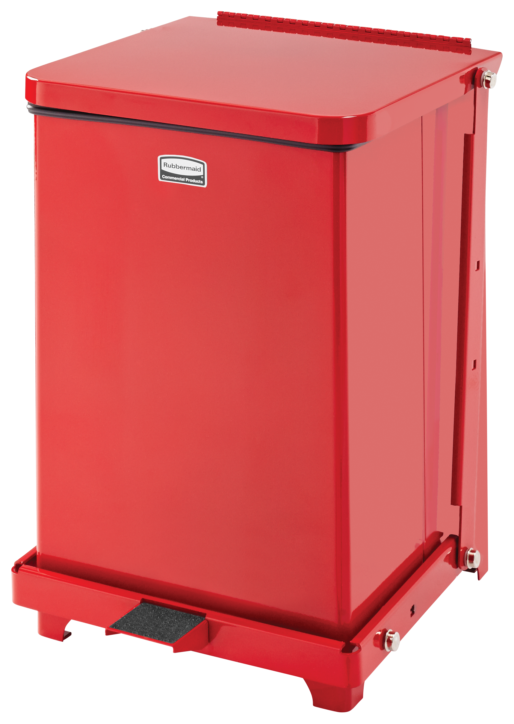 Defenders™方形脚踏式垃圾桶，15L，红色