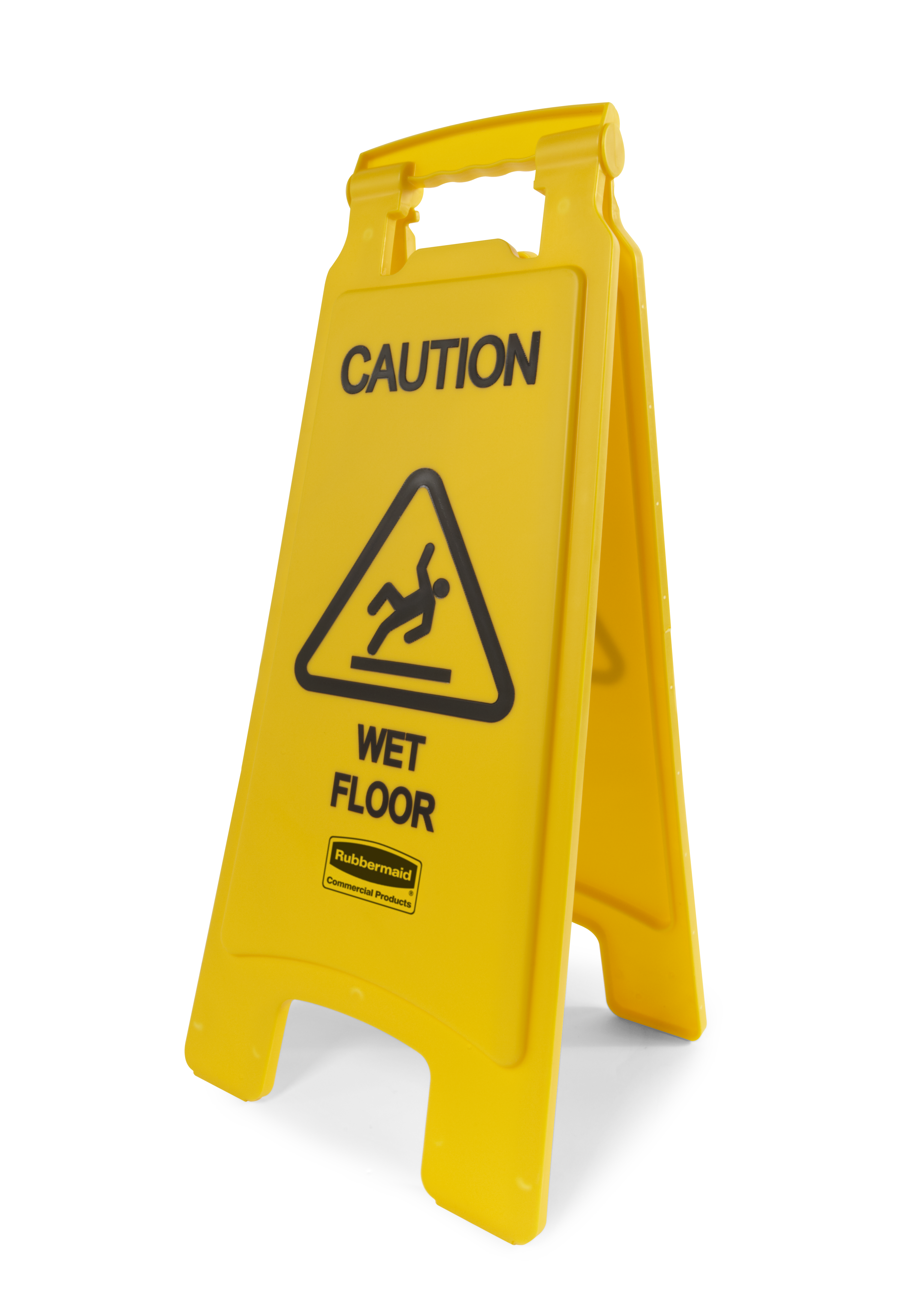 双面“Caution Wet Floor”告示牌，66cm，黄色