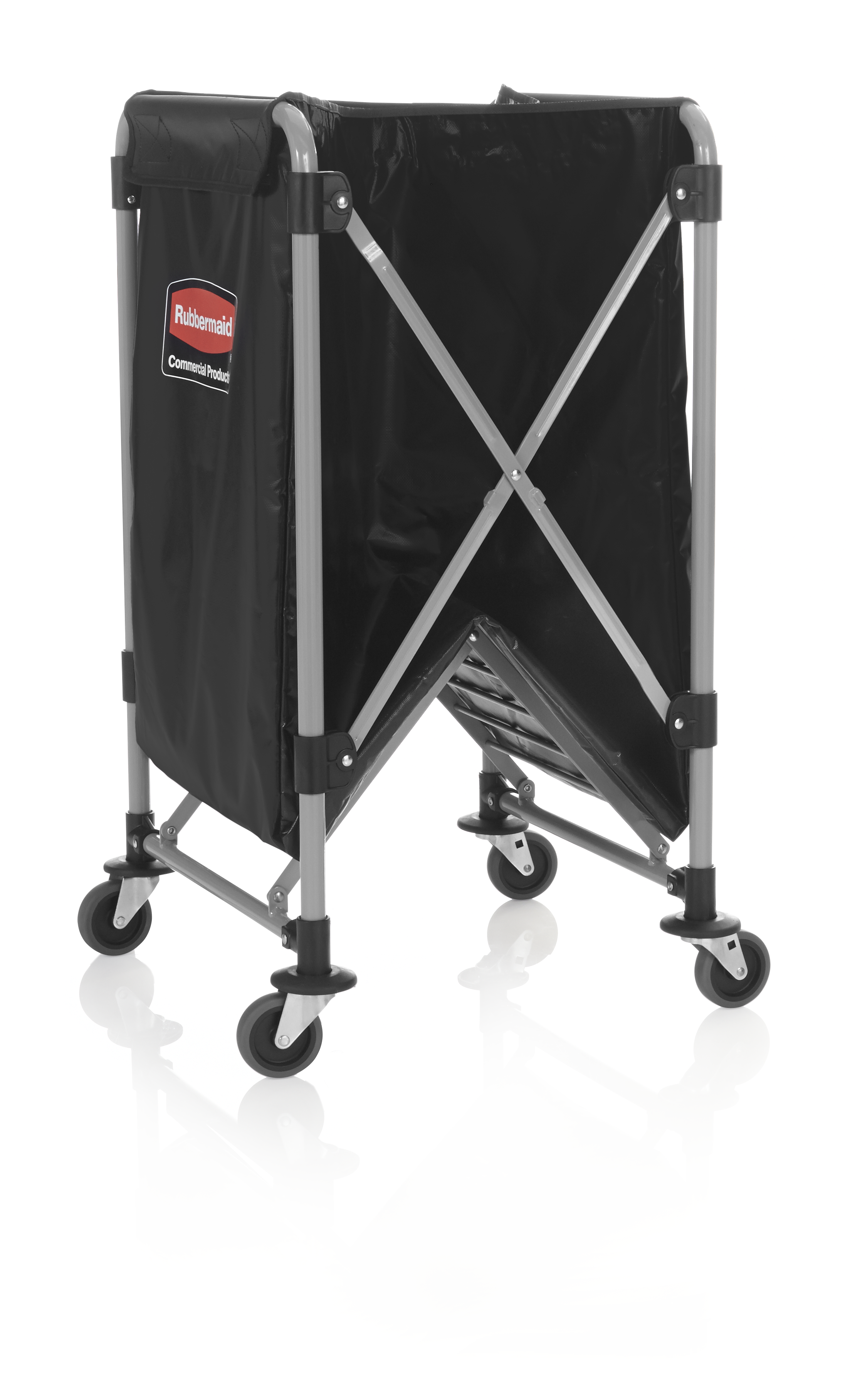 乐柏美商务用品1881750行政系列多分类X型折叠推车篮，配两只8蒲式耳袋子，载重99.79kg，黑色。