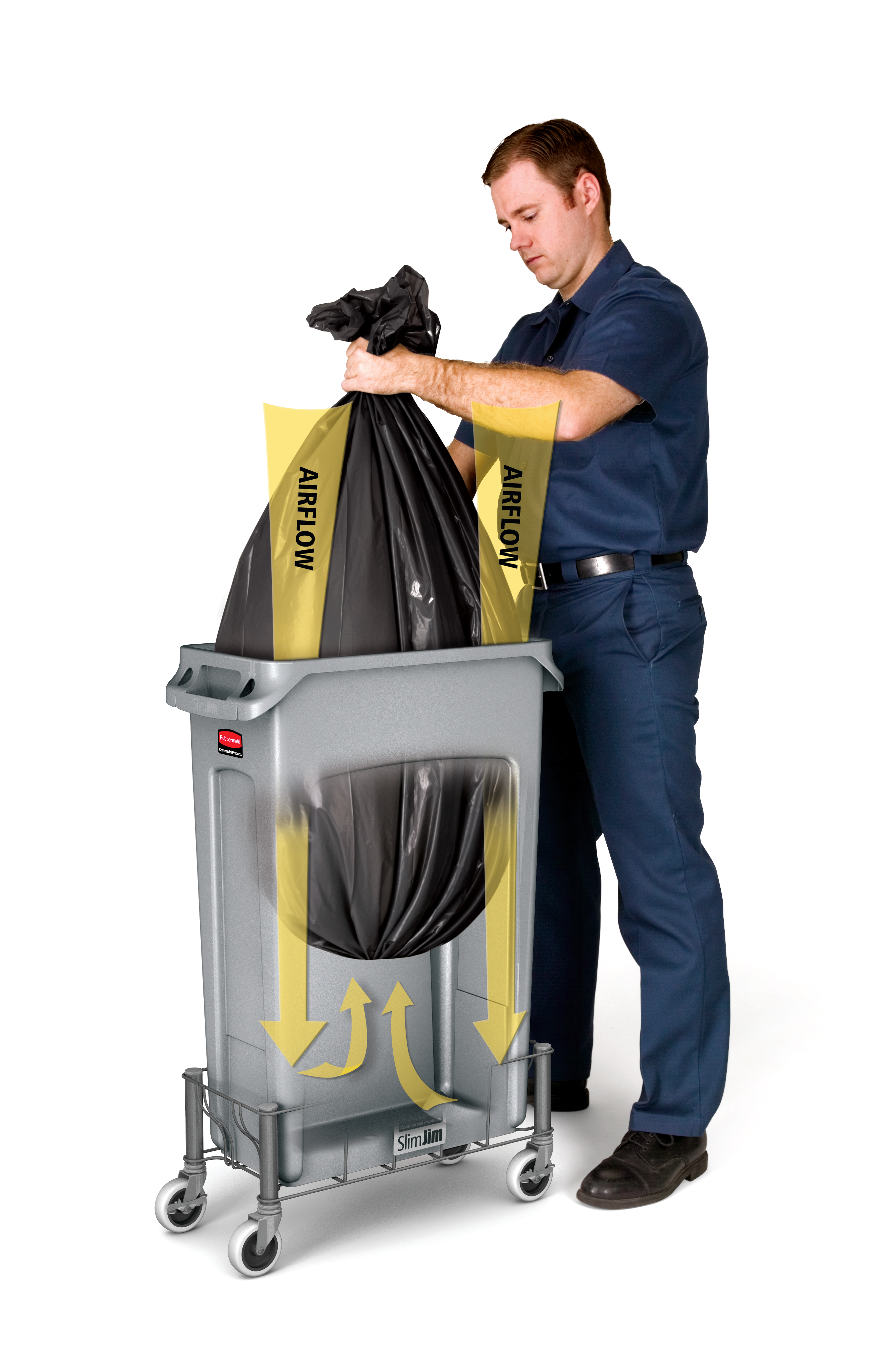 乐柏美商务用品带通风管道的Slim Jim™垃圾桶专为简化废弃物管理流程、减轻员工负担而设计。采用高品质商用级材料制造，配备4个通风管道，相比传统直壁式垃圾桶，垃圾袋取出省力高达80%。