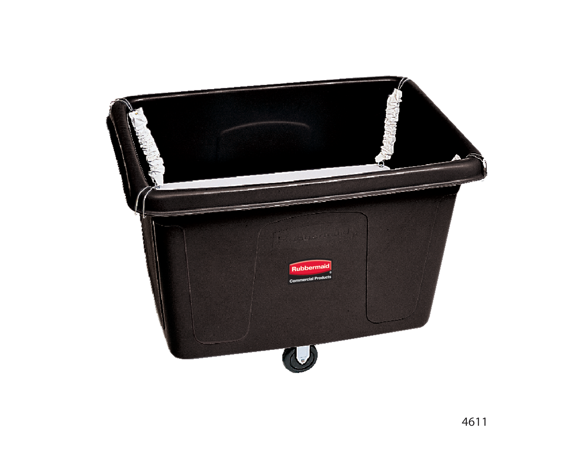 乐柏美商务用品4611标准型0.39立方米弹簧平台方形斗车，用于布草及大件物品收集，载重226.79公斤，黑色。