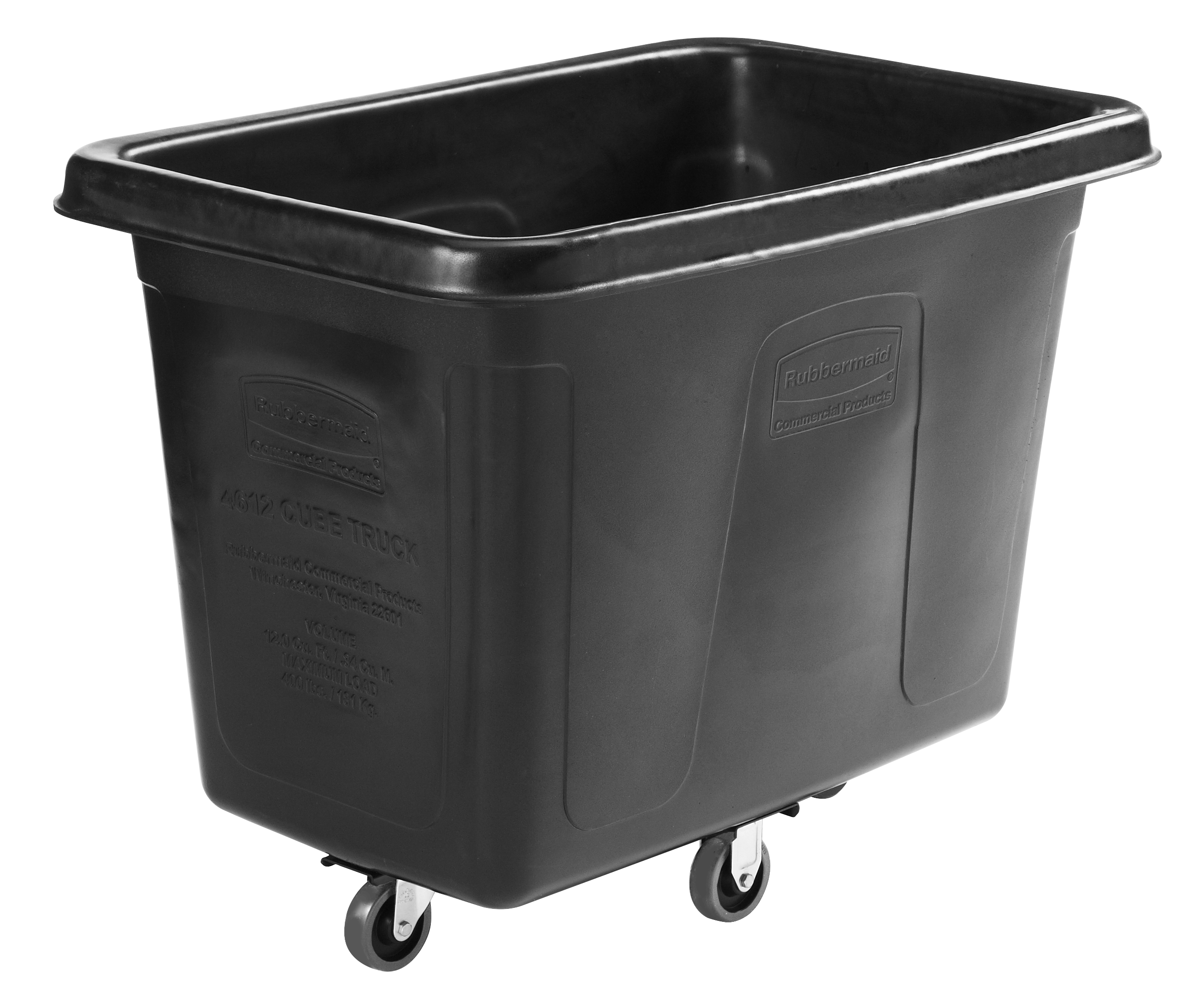 Rubbermaid 商用1867538行政系列 12 立方英尺立方体卡车，43 英寸 x 28 英寸 x 33 英寸，负载能力 400 磅，静音脚轮，黑色。