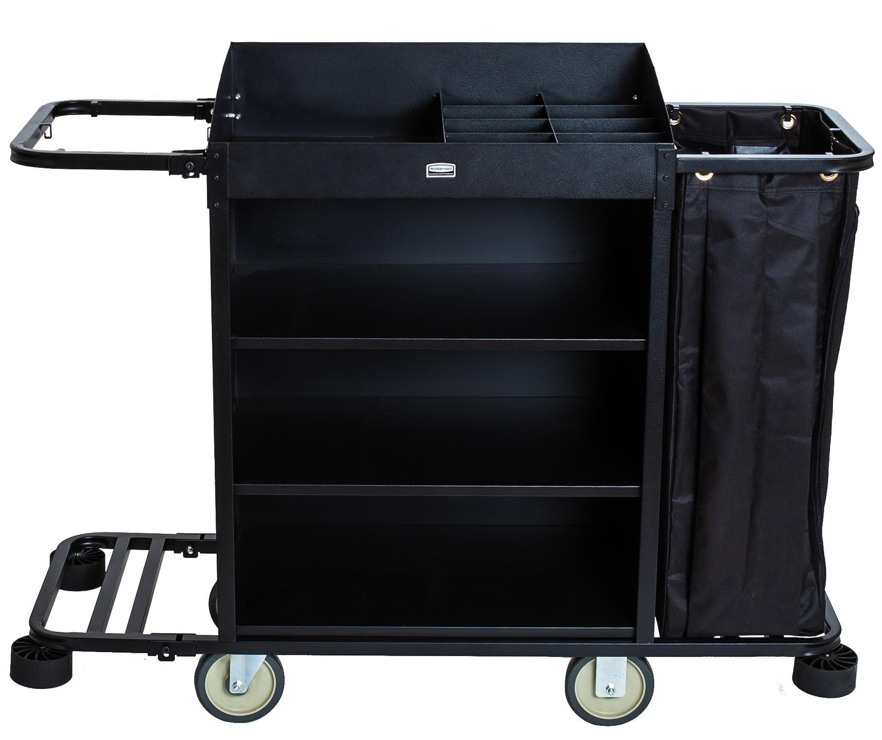 专业轻型客房服务推车专为满足日常清洁需求设计，小巧占地面积结合大容量存储空间，显著提升生产力。