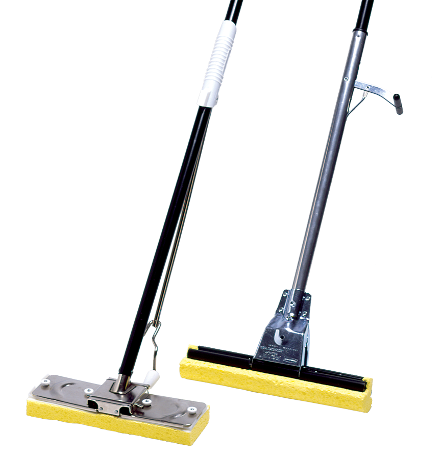 这款尺寸30.48cm的海绵拖把配备可替换的合成纤维拖把头与钢制拖把杆。手柄装有挤压杠杆，可轻松拧干水分。