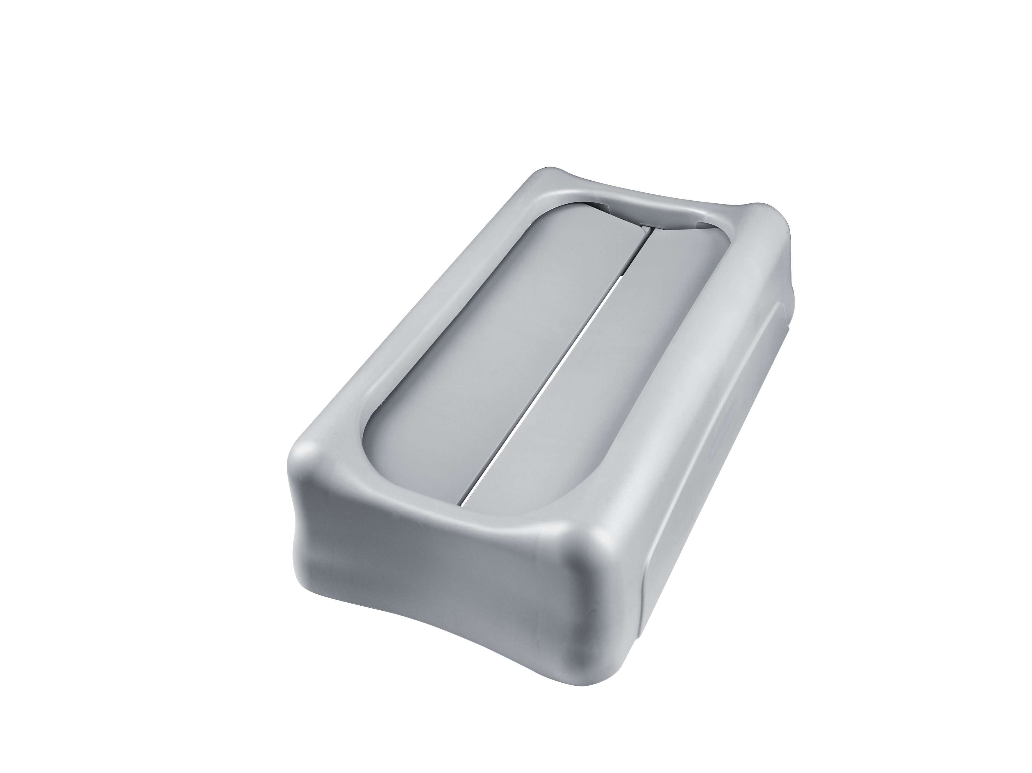 乐柏美商务用品Slim Jim™悬吊活门式桶盖推动回收利用，提升工作效率。活门式桶盖便于垃圾投放，并自动回摆遮蔽杂物，保持视觉整洁。配备可互换分色管理顶盖，促进垃圾分类与回收利用。采用重型坚固塑料，防锈耐腐蚀，便于清洁。