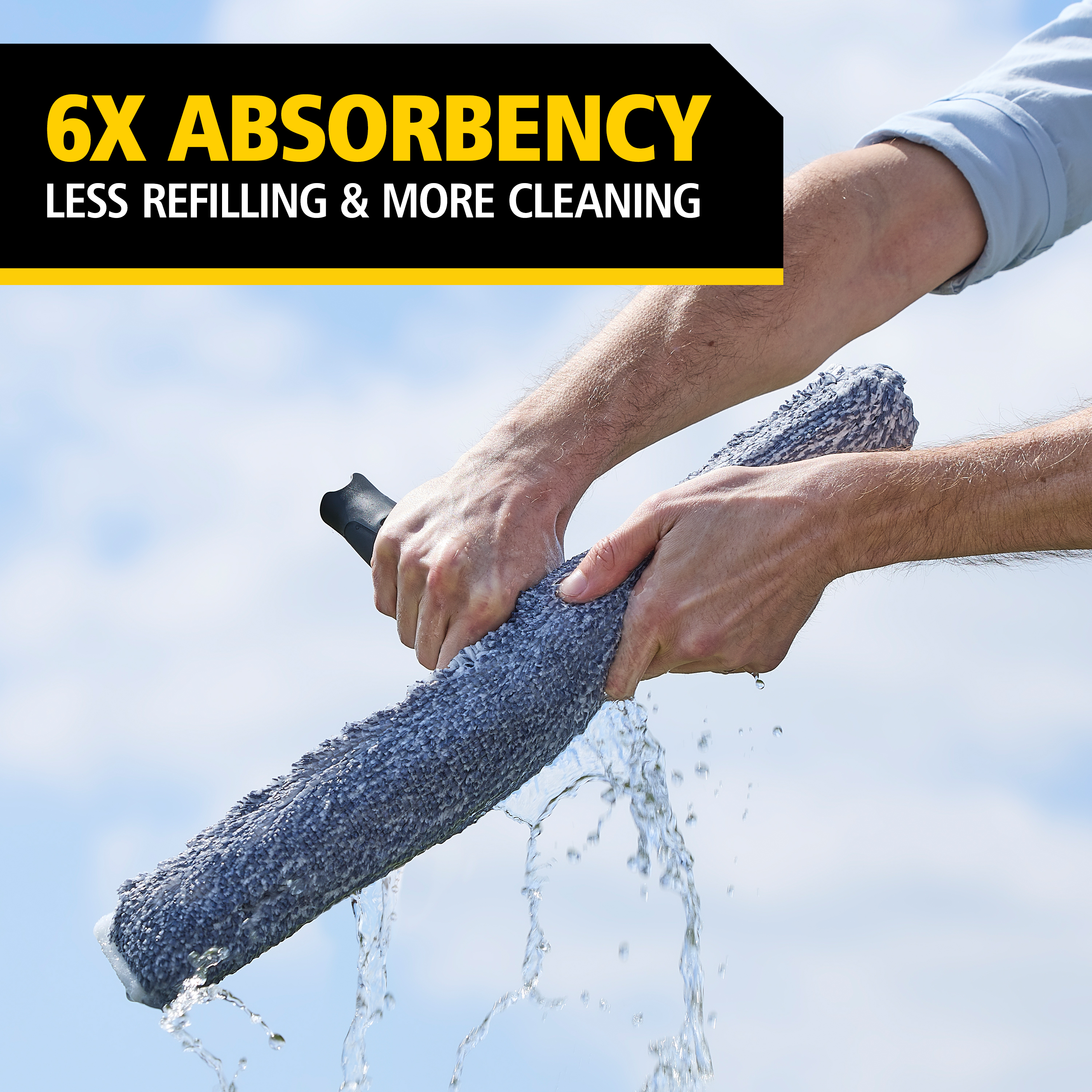 The 10-Inch Microfiber Glass Washer Sleeve works with the 10-Inch Microfiber Glass Washer to deliver streak-free glass cleaning.  The high-absorbency microfiber sleeve absorbs more than 6x its weight—for fewer trips to your bucket and more time spent cleaning.