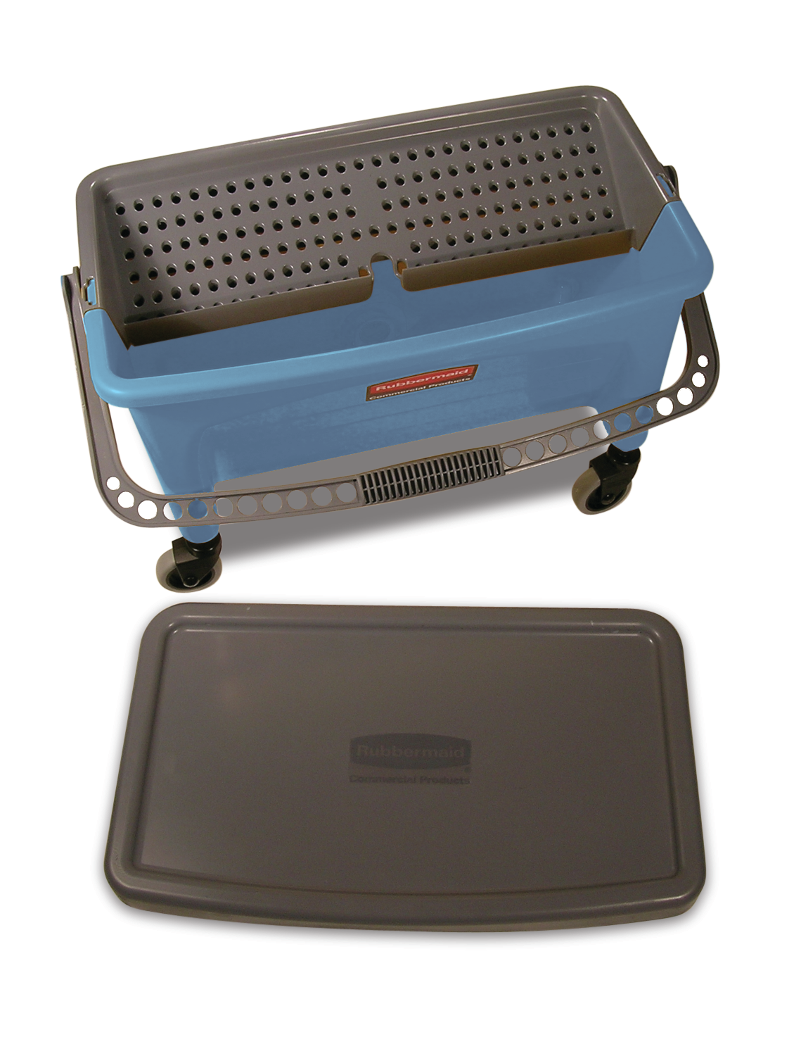 微纤打蜡专用拖把桶（带拧水器）采用打蜡应用场景常用的蓝色标识，实现轻松"免接触"拧干操作。光滑无孔桶体易于清洁，减少传统拖把/拧水器组合的清理时间，有效提升作业效率。