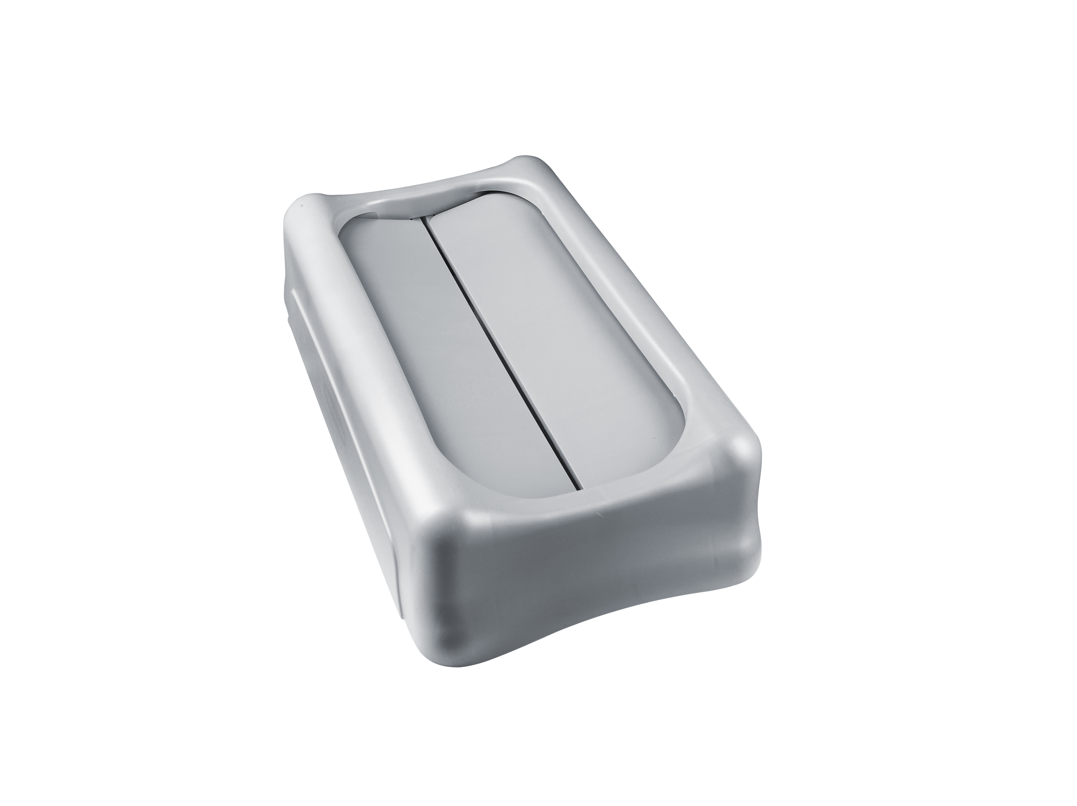 乐柏美商务用品Slim Jim™悬吊活门式桶盖推动回收利用，提升工作效率。活门式桶盖便于垃圾投放，并自动回摆遮蔽杂物，保持视觉整洁。配备可互换分色管理顶盖，促进垃圾分类与回收利用。采用重型坚固塑料，防锈耐腐蚀，便于清洁。